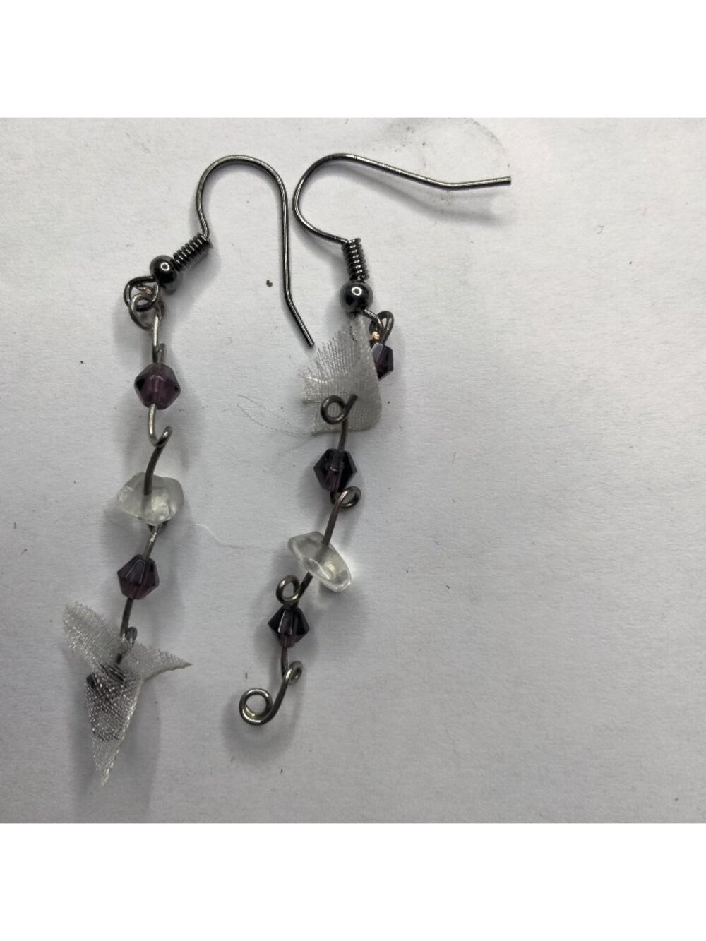 Red Crystal Earrings Fairycore WhimsyGoth Hook Drop Dangle Upcycled USA